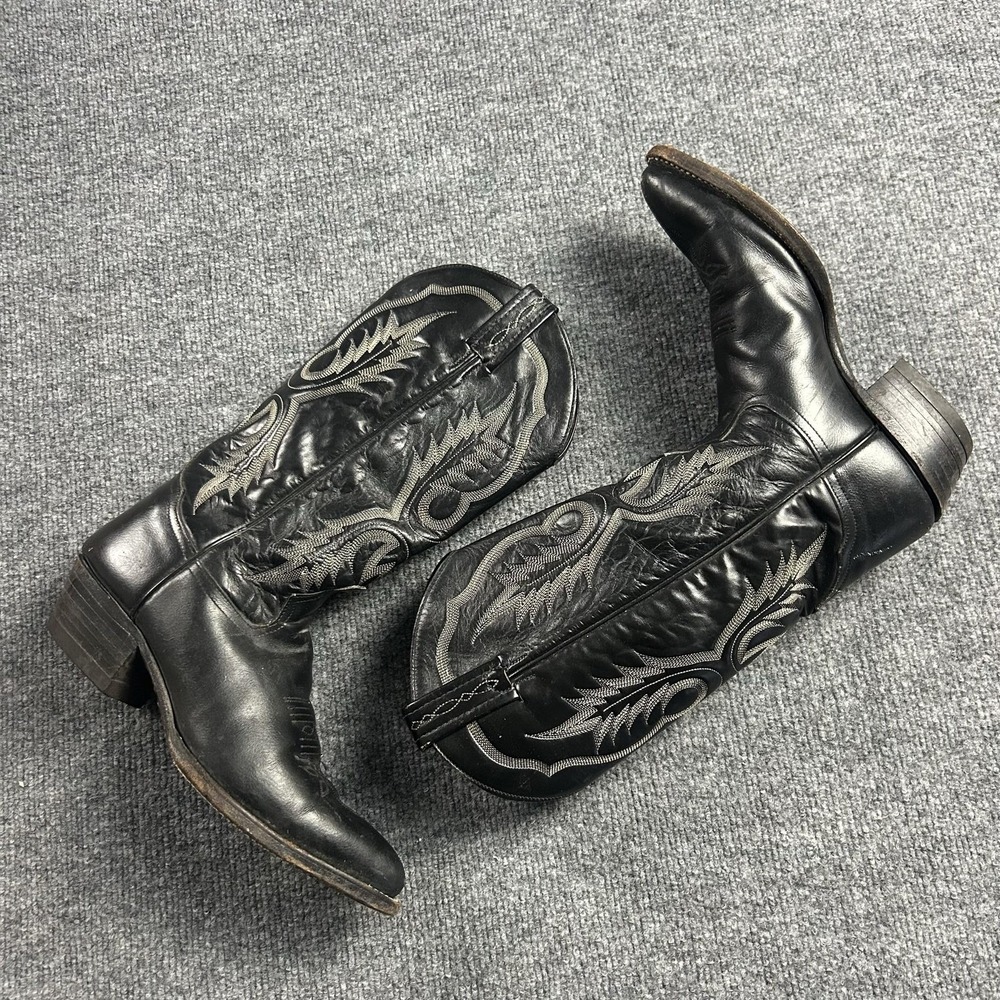 Tony Lama Boots Mens Size 8 B Black Leather Western Cowboy Pointed Toe 2916